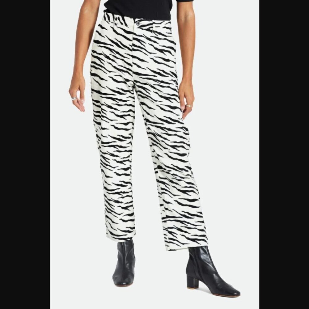 Y2k Brixton Black and White Tiger Stripe Corduroy Victory Pants Ankle Length